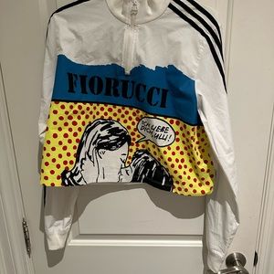 Adidas Fiorucci Trefoil Logo Crop Zip Pullover Jacket Top